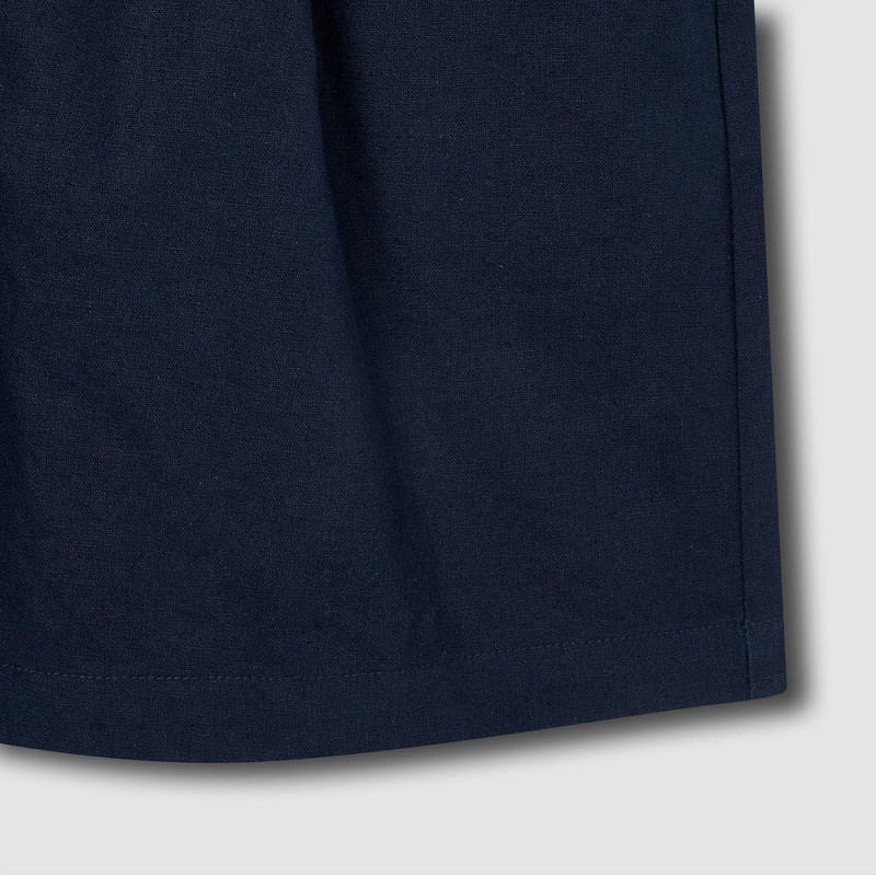 JAJU [JAJU] Soft Linen Blend Half Pants_Navy