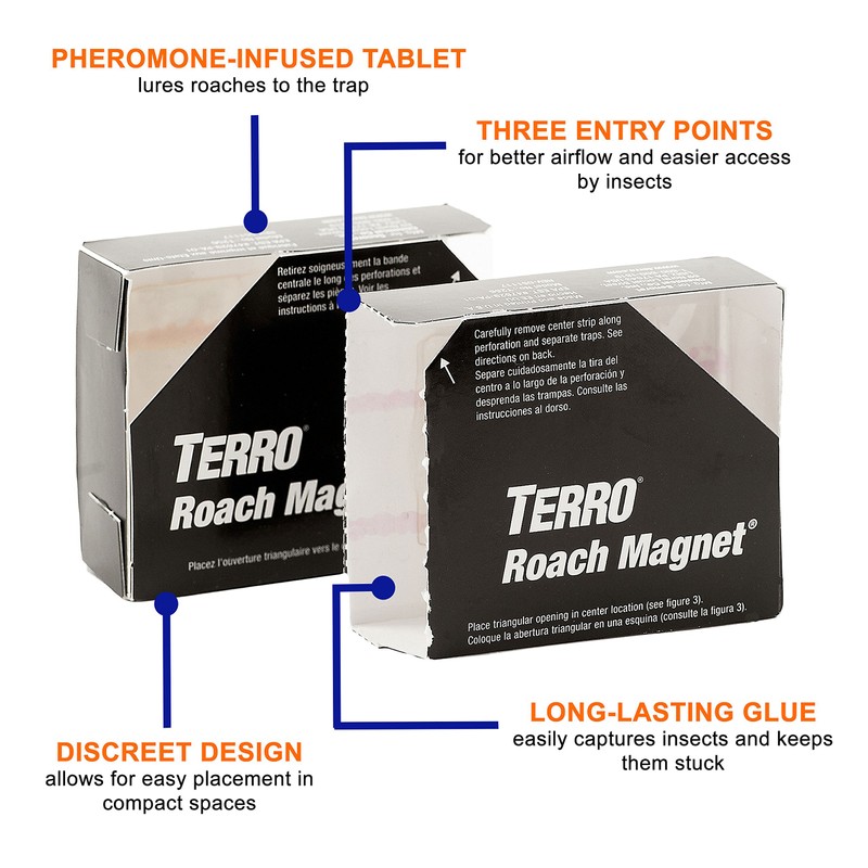 Terro T256 Roach Magnet Trap, 12 Pack,Black