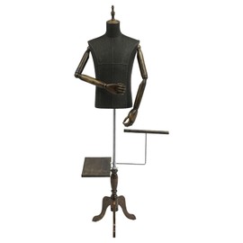 Undercat Male Mannequin Torso Dress Form, Mannequin Body with Stand & Solid Wood Arm, 59.06-70.87" Adjustable Height Clothing Manikin with Detachable Pants Rack & Shoe Holder (Black)