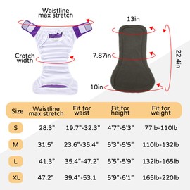 YingXue Reusable Adult Cloth Diapers with Leak-Proof Insert for Incontinence Care, Washable Incontinence Underwear for Elderly, Disabled, Postpartum (Grey(2 Pcak), Medium)