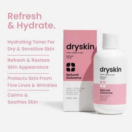 Hydrating Face Toner for Dry Skin Witch Hazel, Green Apple & Aloe Vera Facial Astringent by Natural Outcome Skincare, Gentle Soothing Cleansing Water Lotion 8 oz