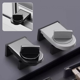 Alloy Sliding Door and Window Security Latch with Dual Lock Window Lock Silver 2ea