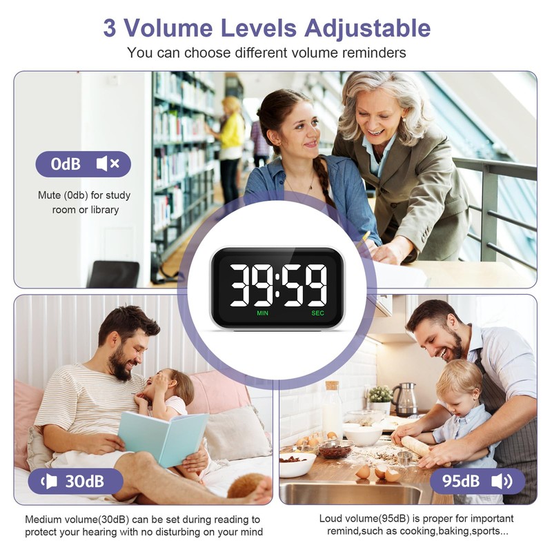 OQIMAX Digital Timer, Countdown Timer/Count Up, Magnetic Digital Kitchen Timer