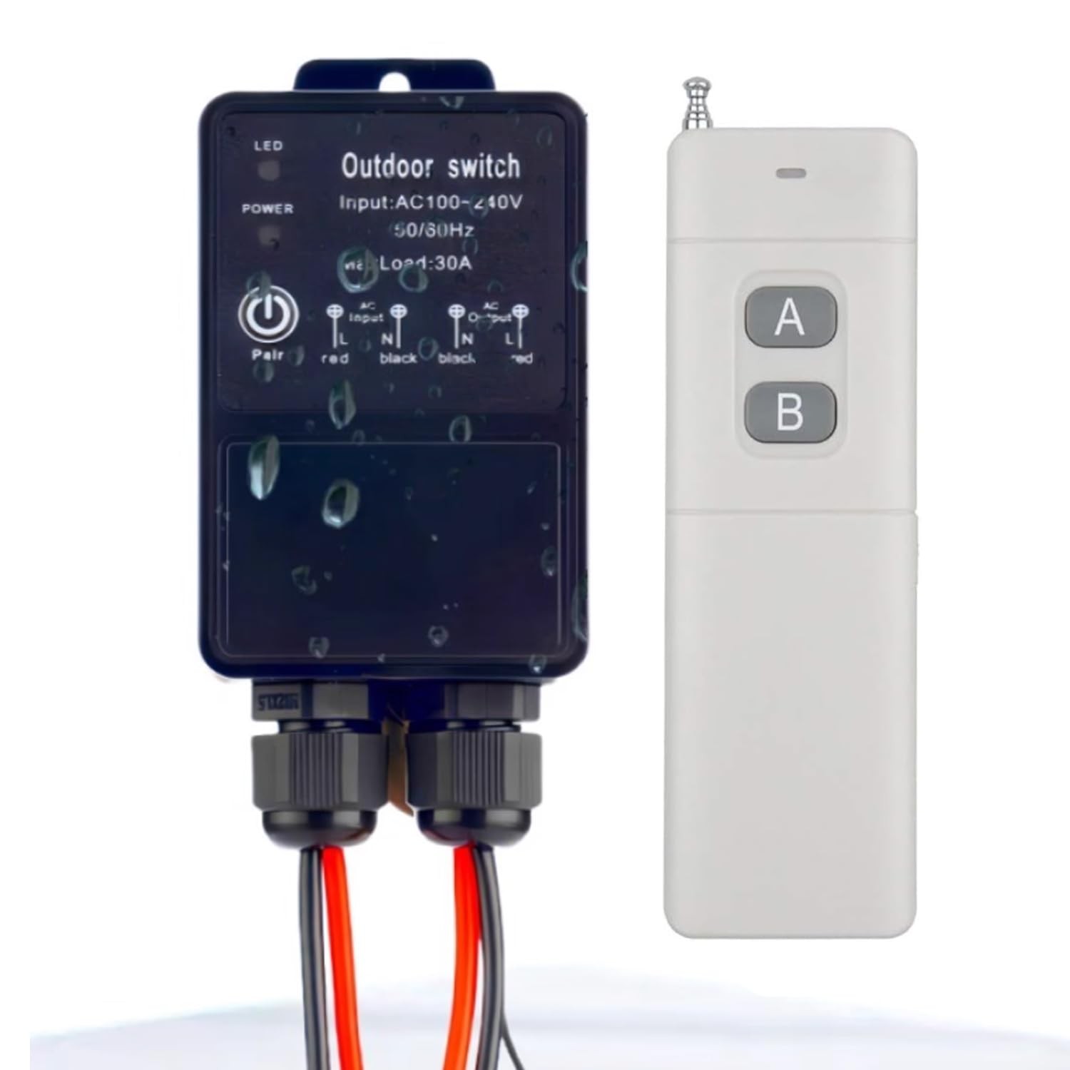 Outdoor Remote Control Switch, DC 8-80V, Waterproof, 2-Button Remote ...