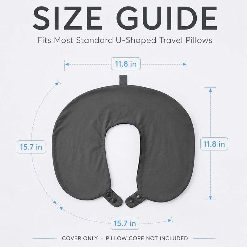 Cool Ice Silk Neck Pillow Cover, Double Snap, Fits U-Shaped