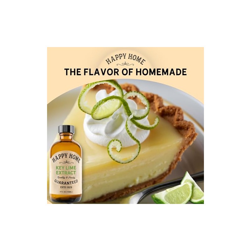 Happy Home Key Lime Extract, Natural, Dairy-Free, Nut-Free, Gluten-Free, Kosher,