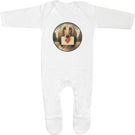 0-3 Month 'Afghan Hound Love Note' Baby Romper Jumpsuit/Sleep Suit (SS00102288)