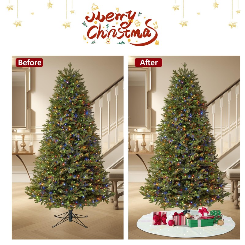 Christmas Tree Skirt 50" Round Sparkly Iridescent Sequin Fall Large