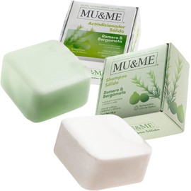 MU&ME Set Shampoo Sólido y Acondicionador Sólido Romero y Bergamota – Crecimiento y Control del Cabello – Sin Sulfatos ni Parabenos – Hidratante y Biodegradable – Hecho en México (2 Barras)