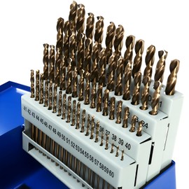 Number Size Drill Bit Set, Yougfin 60pcs M35 High Speed Steel Jobber Length Drill Bits Number Gauge 1 to 60 135° Split Point High Speed Steel with Metal Indexed Storage Case