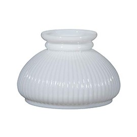 B&P LampÂ® 7Inch Student Shade with Ribbed Design and White Over Clear Cased Glass for Vintage and Antique Style Table Lamps and Sconces