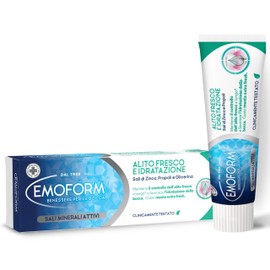 Emoform Zahnpasta mit frischem Atem und Feuchtigkeit – mit Zinksalzen, Propolis und Glycerin – wirkt schlechtem Atem entgegen und verleiht einen frischen und langanhaltenden Atem – Geschmack Minze