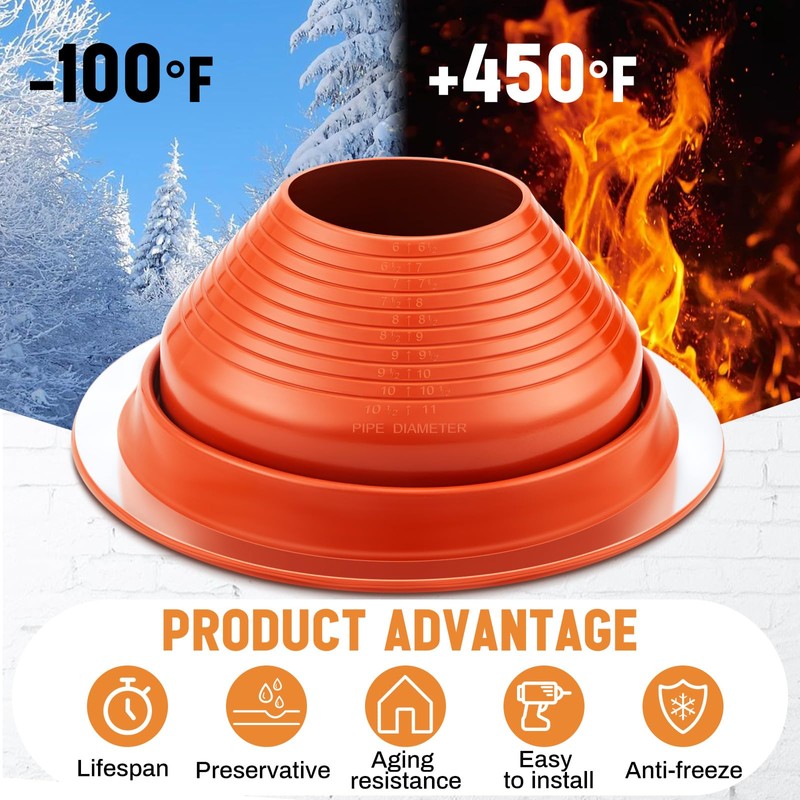 Yaocom 1 Piece #7 Pipe Flashing Boot for Pipe OD