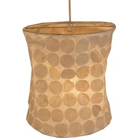 GURU SHOP Lokta Annapurna Round Boho Paper Pendant Lampshade, Handmade Paper - Natural White, 25 x 28 x 28 cm