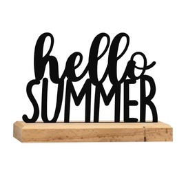 Rerum & Consilium Hello Summer Lettering Made of Wood and Metal, 18.5 x 13 cm, High-Quality Summer Decoration, Summer Decoration, Summer Lettering