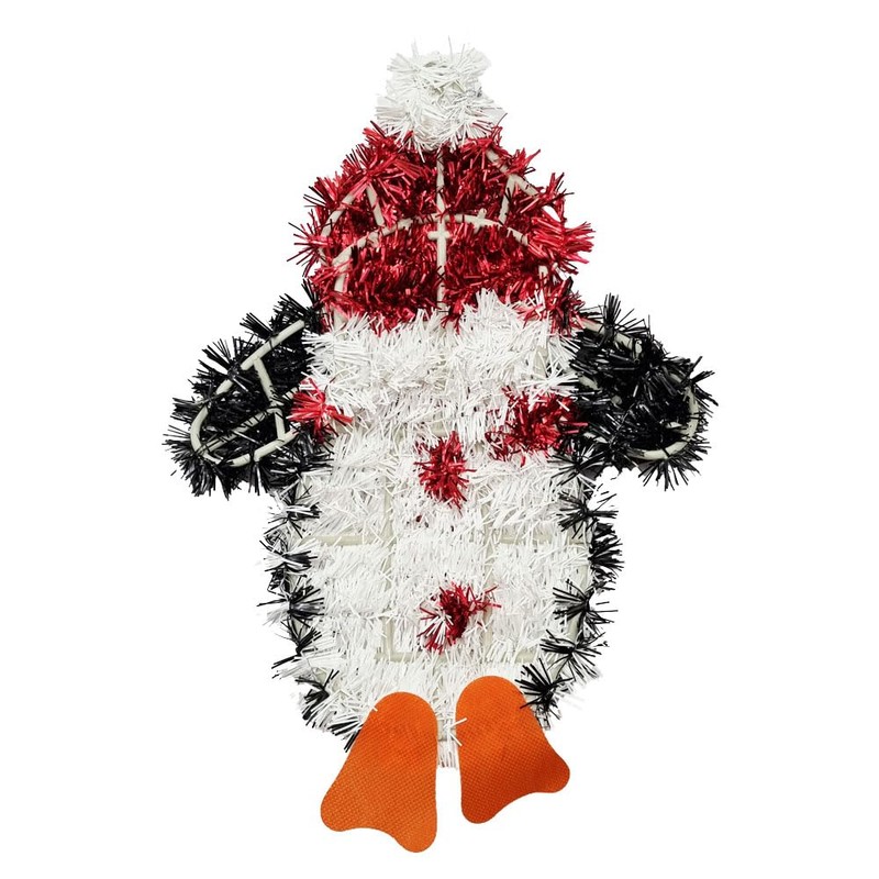 schone Christmas Tinsel Wall Plaque with Penguin – 33cm Holiday