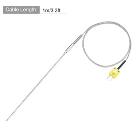 MECCANIXITY K Type Thermocouple with Plug, Meter Temperature Sensor Probe -50 to 1100°C(-58 to 2012°F) Stainless Steel, 2.5x300mm 3.3ft Wire