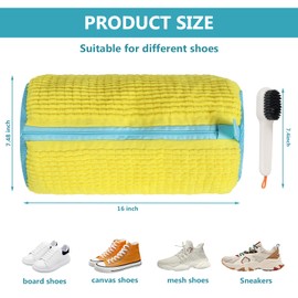 2Pcs Shoe Washing Machine Bag,Shoe Washing Bag for Washer and Dryer,Shoe Cleaning Bag Can Be Cleaned 360°Around,Reusable Laundry Shoe Bag for All Types Shoe And Sizes (Yellow)