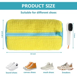 2Pcs Shoe Washing Machine Bag,Shoe Washing Bag for Washer and Dryer,Shoe Cleaning Bag Can Be Cleaned 360°Around,Reusable Laundry Shoe Bag for All Types Shoe And Sizes (Yellow)