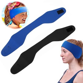 2 Pieces Headbands for Men and Women, Elastic Neoprene Hair Band, Swimming Headband, Adult Ear Protection Headband, Adult Swimming Ear Headband (Blue + Black, M)