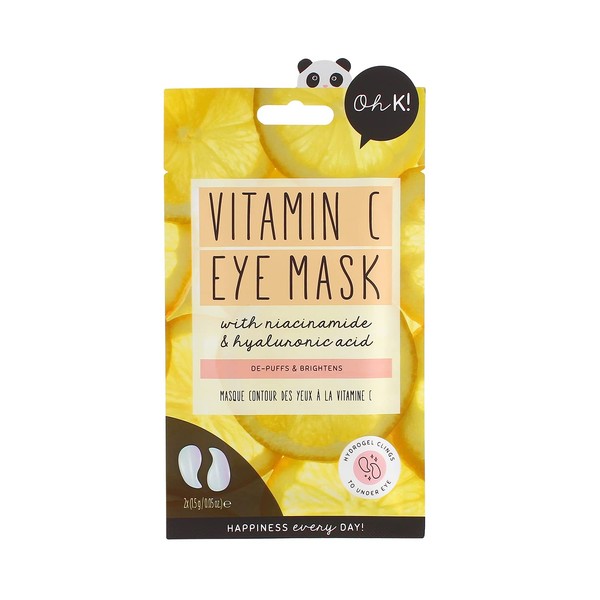 Oh K! Brightening and Cooling Eye Mask for Puffy Eyes, Packed with Hyaluronic Acid and Vitamin C, Vegan and Cruelty Free, 15g