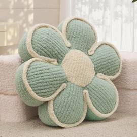 Nmkopzy Sage Green Decorative Throw Pillows Flower Daisy Shaped Pillow 16" Soft Floor Cushion for Sofa Couch Bed Girls Room Bedroom Decor Aesthetic (1, Sage Green, 16 Inch)
