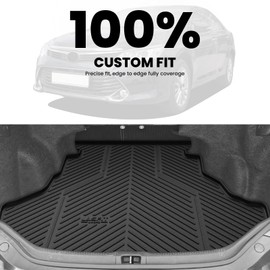LASFIT Trunk Mat for Toyota Camry 2017 2016 2015 2014 2013 2012 (Not Fit Hybrid), Custom Fit TPE All Weather Cargo Mat for Camry 2012-2017 Trunk Liner Rear Cargo Liner, Black