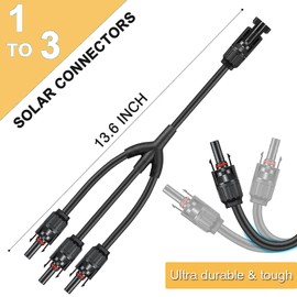 OBLLAR Solar Y Branch Connectors Solar Panel Parallel Connectors 1 to 3 Solar Cable Wire Plug Tool Kit (M/FFF and F/MMM)