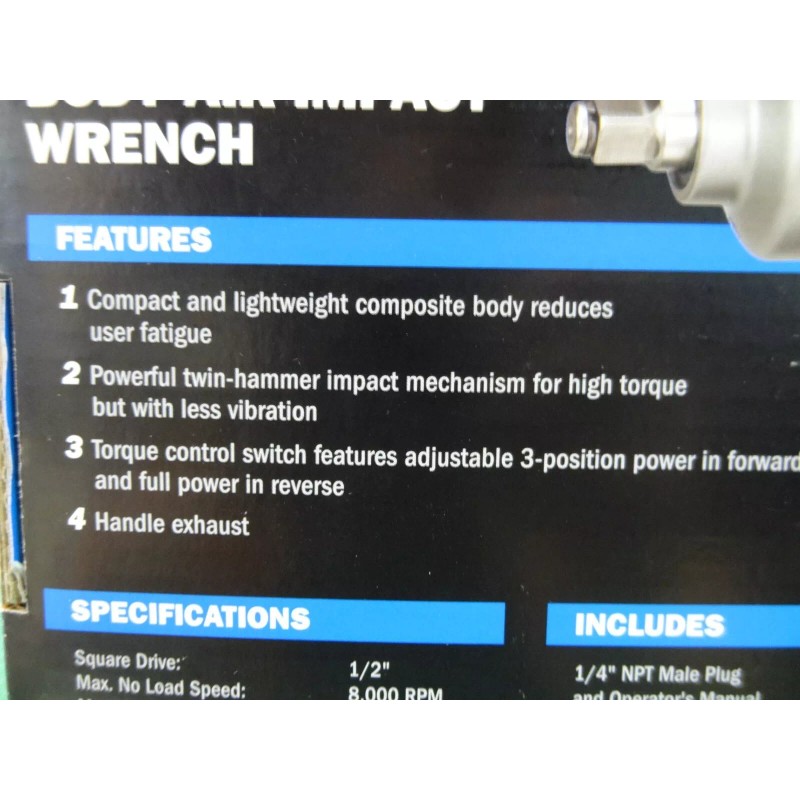 HART NEW Hart 1/2" Composite Body Air Impact Wrench 650ft-lbs