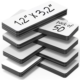 Juzari 50 Pack Dry Erase Magnetic Labels 3.2x1.2 in   Magnetic Name Tags for Classroom