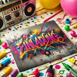 brint.® 12 x Invitation Cards Children's Birthday Boy & Girl Graffiti Cheeky Design with Cool Back Birthday Invitations for Party Invitations for Boys Birthday Children