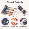 12-Slot Canvas Roll Up Pencil Case with Assorted Designs -