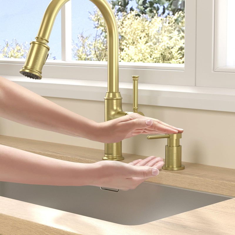 Lava Odoro Gold Soap Dispenser for Kitchen Sink, Modern Brass