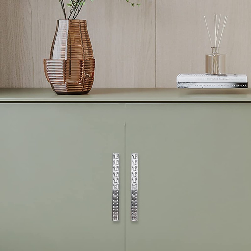 ESreake Large U Shape Diamond Crystal Glass Rhinestone Cabinet Pulls