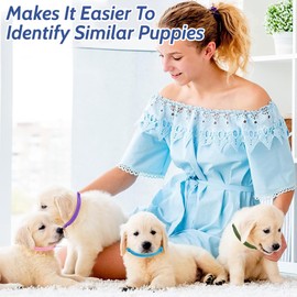 ZKGYUS Pack of 16 Puppy ID Collars Puppy Collars Adjustable Soft Puppy Collars with Jump Rings for Newborn Puppies Kittens, Suitable for Head Circumference up to 6.5 cm