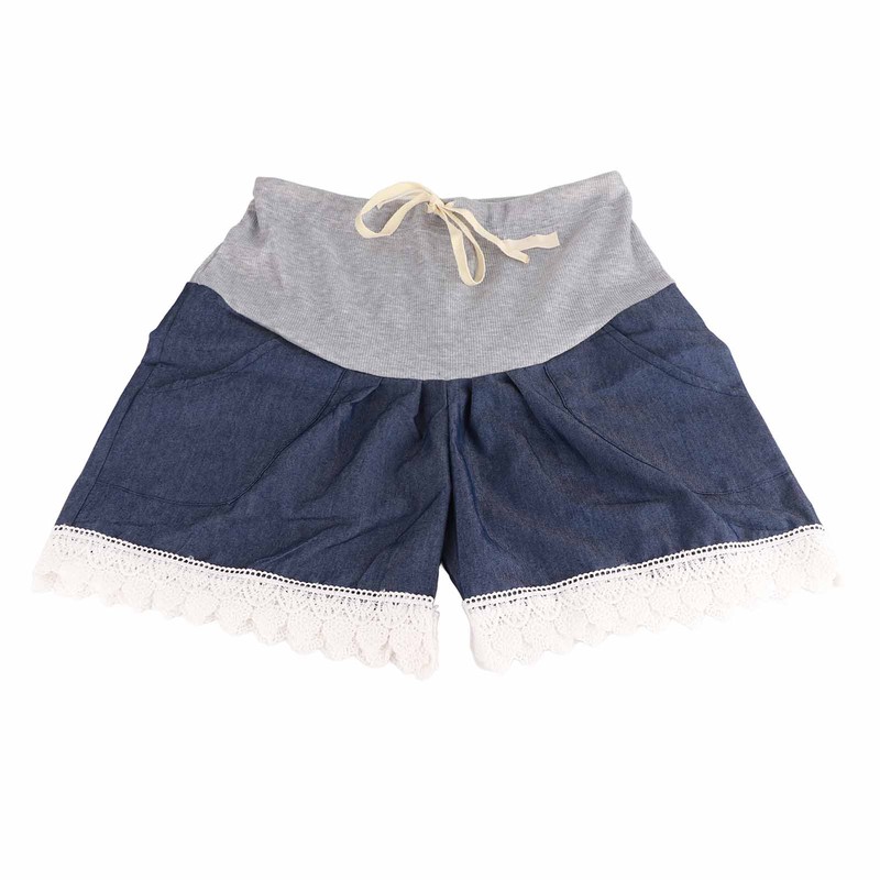 Maternity Denim Shorts Thin Soft Breathable Drawstring Fashionable Pregnancy Support