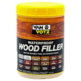 VAN VOTZ Waterproof Wood Filler [17oz, Colonial-Blue] - Exterior Grade Wood Repair in 18 Paintable and Stainable Colors. Strong Adhesion and Durability in All Weather Conditions.
