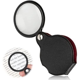 SGERUFZ 1 x Mini Magnifying Glass 10x Pocket Magnifier Foldable Reading Magnifier Portable Magnifying Glass Use Small Magnifying Glass for Reading Books Newspapers Maps Jewellery Repairing Crafts