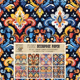 Decoupage Paper Pack (24 sheets 6"x6") Vibrant Damask Extravaganza: Bold and Colorful Patterns for Dynamic and Elegant Design Projects # Vintage Styled Paper for Craft and Scrapbooking