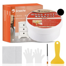 Wood Filler Putty, Black Wood Putty Filler Paintable, Stainable, Sandable, 7 Ounce Furniture Repair Kit, Quickly Repair Holes, Cracks, Chips and Scorched Areas of Wooden Furniture Floor, Easy to Use