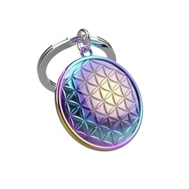 O meta[l]morphose METALMORPHOSE - Flower of Life Keyring - Balance & Positive Energies Keyring - Gift for Men, Women, Multicoloured, One Size, Contemporary, multicoloured, Contemporary
