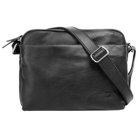 Samantha Look Women's Genuine Leather Shoulder Bag, Made in Italy, Shoulder Bag with Zip, Soft Leather, Black, 017792, black