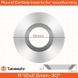TANOMATE Ci3 12mm Round Replacement Carbide Inserts for Woodturning, 10 pcs