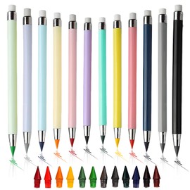 Tarqite Swify Magic Colouring Pencil, Eternal Pencil Set with 12 Erasers & Replacement Tips, Inkless Pencil, Reusable for Children, Students, Adults, School, Office, Pack of 12