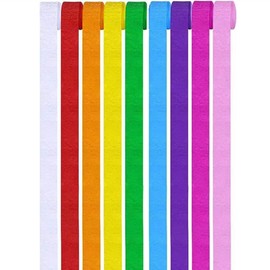 9 Rolls Crepe Paper Craft Streamers Hanging Rainbow Crepe Paper Streamers Red Orange Yellow Green Blue Purple Pink White Crepe Paper Roll Streamer Curtain Backdrop Hanging Tassels Festival Party Decor