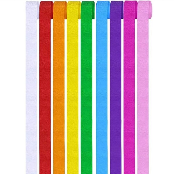 9 Rolls Crepe Paper Craft Streamers Hanging Rainbow Crepe Paper