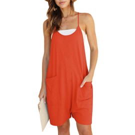 DEEP SELF Women's Casual Rompers 2024 Summer Sleeveless Shorts Jumpsuits Beach Vacation Outfits Comfy Stretchy Jumpers Rust Red