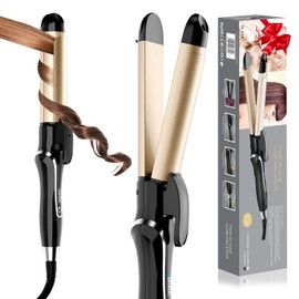 Curling Iron, 2 in 1 Hair Straightener and Curler, 1.25 Inch Ceramic Curling Wand with Adjustable Temperature, Dual Voltage for All Hair Types, Anti-Tangle for Long-Lasting Curls and Straight