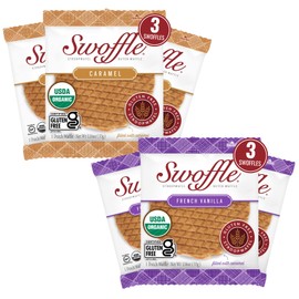 Organic Gluten Free Stroopwafels by Swoffle - Caramel Filled & French Vanilla | (6) Individually Wrapped Waffles, (3) of Each Flavor | 1.16oz Wafers | non-GMO, Wheat Free, Kosher, Soy Free, Nut Free and All Natural!