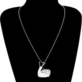 SHIGIE Stainless Steel 18K Gold Silver Plated Cartoon Snail Necklace Pendant Chain Cute Animals Jewellery For Women Gifts Charms (Silver Plated)